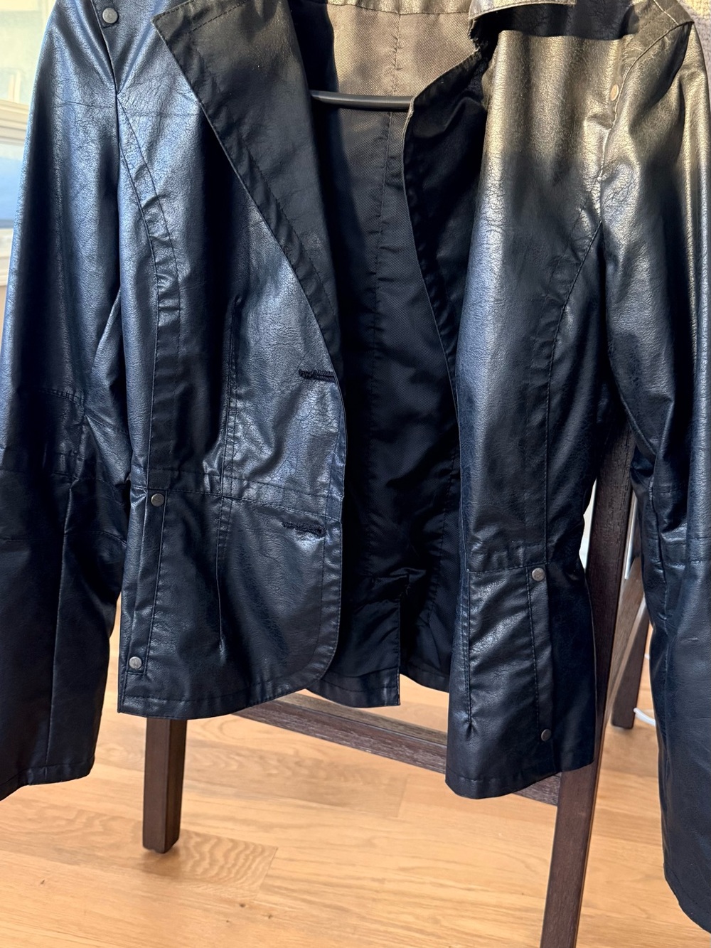 Black Faux Leather Women's Jacket - Classic Tailored Style